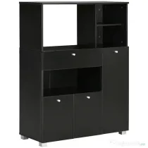 HOMCOM Bufet de Bucătărie pentru Cuptor cu Microunde, Mobilier cu Dulapuri, Rafturi și Sertar, 90x40x120 cm, Negru | Aosom Romania
