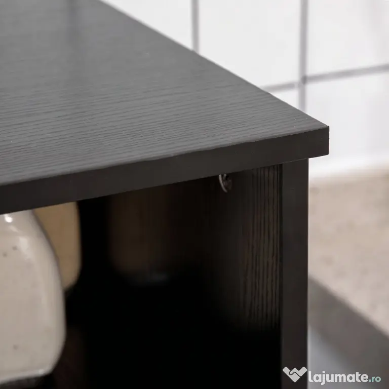 HOMCOM Bufet de Bucătărie pentru Cuptor cu Microunde, Mobilier cu Dulapuri, Rafturi și Sertar, 90x40x120 cm, Negru | Aosom Romania