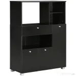 HOMCOM Credență de Bucătărie din Lemn pentru Cuptor cu Microunde cu Dulapuri, Rafturi și Sertar, 90x40x120 cm, Negru