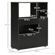 HOMCOM Credență de Bucătărie din Lemn pentru Cuptor cu Microunde cu Dulapuri, Rafturi și Sertar, 90x40x120 cm, Negru 