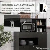 HOMCOM Credență de Bucătărie din Lemn pentru Cuptor cu Microunde cu Dulapuri, Rafturi și Sertar, 90x40x120 cm, Negru 