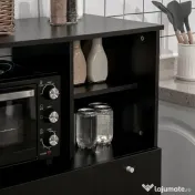 HOMCOM Credență de Bucătărie din Lemn pentru Cuptor cu Microunde cu Dulapuri, Rafturi și Sertar, 90x40x120 cm, Negru 