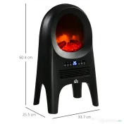 HOMCOM Incalzitor cu ventilator cu 3 moduri de incalzire cu temperatura reglabila si telecomanda, din ABS, 33,7x25,5x60,4 cm, negru