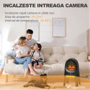 HOMCOM Incalzitor cu ventilator cu 3 moduri de incalzire cu temperatura reglabila si telecomanda, din ABS, 33,7x25,5x60,4 cm, negru