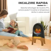 HOMCOM Incalzitor cu ventilator cu 3 moduri de incalzire cu temperatura reglabila si telecomanda, din ABS, 33,7x25,5x60,4 cm, negru