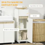 kleankin Dulap de baie cu sertar si dulap cu polita reglabila, din lemn 30x33x88cm, alb 