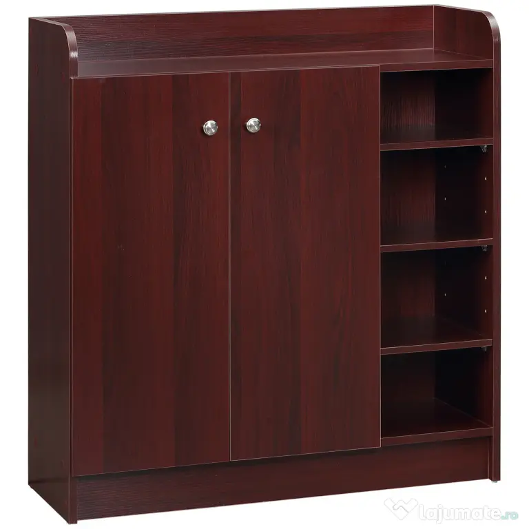 Dulap de pantofi din lemn pentru 12 perechi de pantofi cu 4 rafturi deschise, 83x30x90 cm, culoare cafea HOMCOM | Aosom Romania