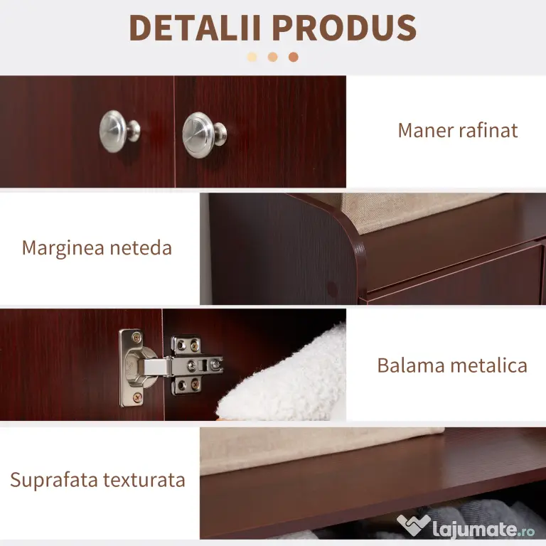 Dulap de pantofi din lemn pentru 12 perechi de pantofi cu 4 rafturi deschise, 83x30x90 cm, culoare cafea HOMCOM | Aosom Romania