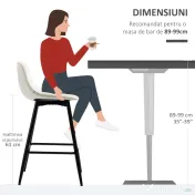 HOMCOM Set de 2 scaune de bar cu spatar si suport pentru picioare, scaune inalte tapitate in stil nordic din metal si catifea, alb-crem, 45x47x84 cm 