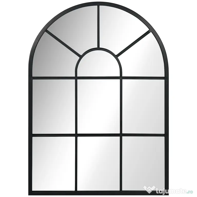 HOMCOM Oglindă Arcuită Modernă de Perete, 70x50 cm, Design Fereastră, Decor Sufragerie și Dormitor | Aosom Romania