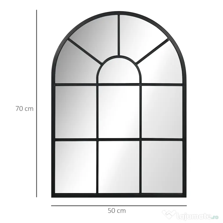 HOMCOM Oglindă Arcuită Modernă de Perete, 70x50 cm, Design Fereastră, Decor Sufragerie și Dormitor | Aosom Romania