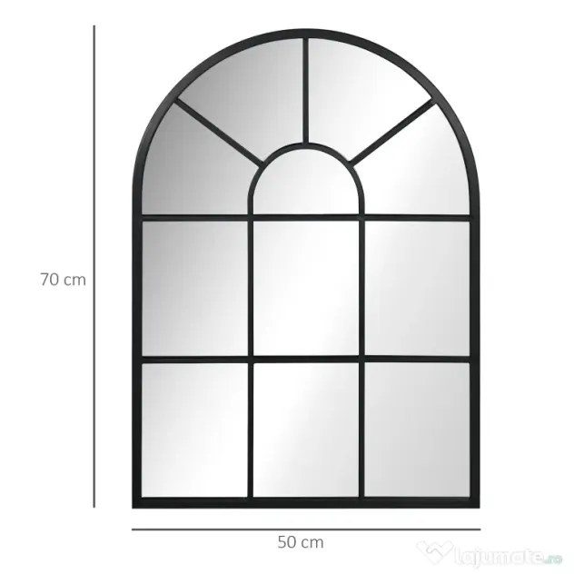 HOMCOM Oglindă Arcuită Modernă de Perete, 70x50 cm, Design Fereastră, Decor Sufragerie și Dormitor | Aosom Romania