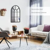 HOMCOM Oglindă Arcuită Modernă de Perete, 70x50 cm, Design Fereastră, Decor Sufragerie și Dormitor | Aosom Romania