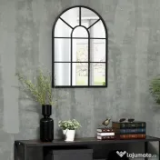 Homcom Oglinda Moderna de Perete – Arcuita 70×50 cm, Stil Fereastra Negru