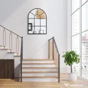 Homcom Oglinda Moderna de Perete – Arcuita 70×50 cm, Stil Fereastra Negru