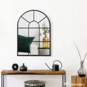 Homcom Oglinda Moderna de Perete – Arcuita 70×50 cm, Stil Fereastra Negru