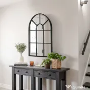 Homcom Oglinda Moderna de Perete – Arcuita 70×50 cm, Stil Fereastra Negru