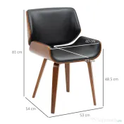 HOMCOM Set de 2 Scaune de Sufragerie Stil Vintage Îmbunătățite în Lemn și Piele Sintetică PU, Negru și Lemn 