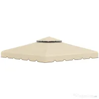 Outsunny Copertină de Schimb pentru Foisor, Acoperiș Bistrat, Poliester, 3x3m, Bej, Ideal pentru Grădină și Curte | Aosom Romania 