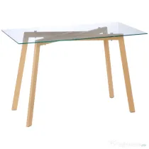 HOMCOM Masă de Sufragerie Dreptunghiulară pentru 4 Persoane Oțel cu Blat din Sticlă Securizată 120x60x76cm | Aosom Romania