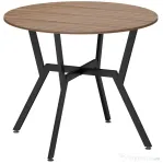 HOMCOM Masă rotundă de living pentru 2 persoane cu suport în formă de X, din lemn și oțel, Ø90x76 cm, negru și maro
