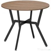 HOMCOM Masă rotundă de living pentru 2 persoane cu suport în formă de X, din lemn și oțel, Ø90x76 cm, negru și maro 