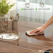 HOMCOM Masă rotundă de living pentru 2 persoane cu suport în formă de X, din lemn și oțel, Ø90x76 cm, negru și maro 