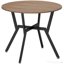 HOMCOM Masă Rotundă de Sufragerie pentru 2 Persoane cu Suport în X, Masă Modernă din Lemn și Oțel, Ø90x76 cm, Maro | Aosom Romania