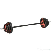 SPORTNOW Set de bare si placi de greutati de 20 kg cu maner antiderapant din PU, Ø17x140 cm, negru si rosu 
