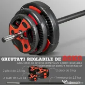 SPORTNOW Set de bare si placi de greutati de 20 kg cu maner antiderapant din PU, Ø17x140 cm, negru si rosu 
