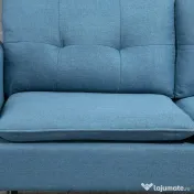 HOMCOM Canapele cu 2 locuri pentru camera de zi din tesatura cu buton cu perne, albastru inchis 