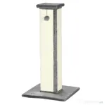 PawHut Stâlp de zgâriat pentru Pisici cu Minge Suspendată și Înveliș din Pluș, 41x41x81 cm, Gri
