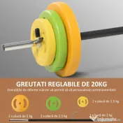 HOMCOM Set Halteră și Discuri 20 kg cu 6 Greutăți, Multicolor