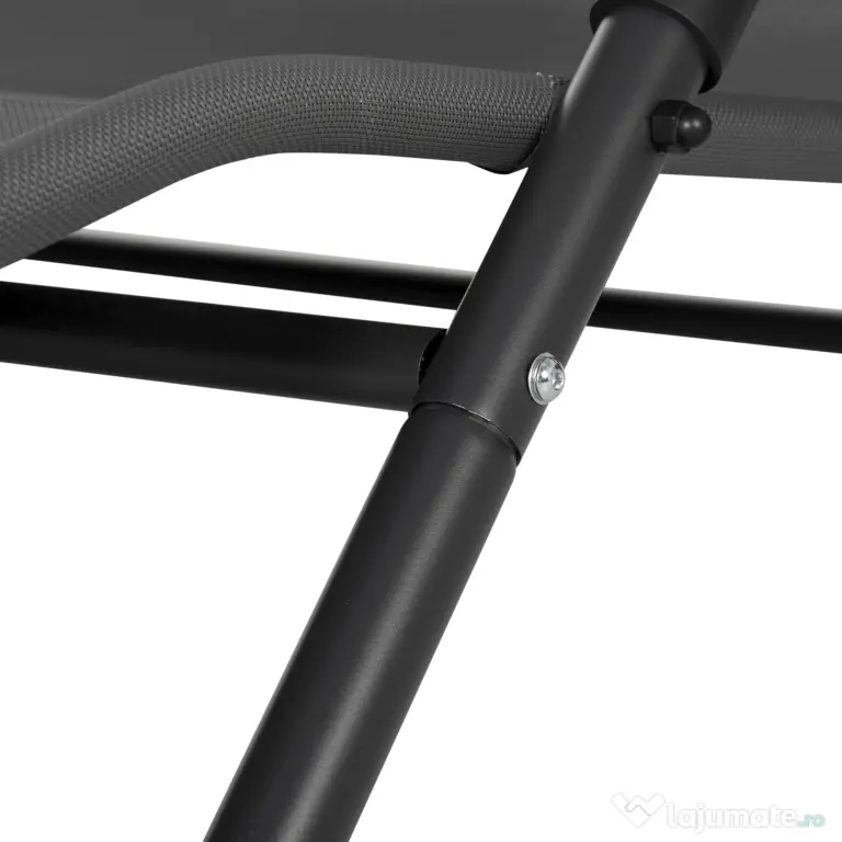 Outsunny Sezlong de exterior pentru gradina cu acoperis parasolar, gri inchis | AOSOM RO