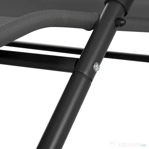 Outsunny Sezlong de exterior pentru gradina cu acoperis parasolar, gri inchis | AOSOM RO