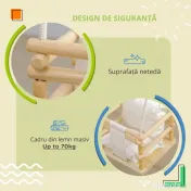 AIYAPLAY Leagăn pentru Copii din Lemn și Bumbac cu Frânghie Reglabilă, pentru Spații Interioare și Exterioare, 30x30x110-180 cm, Alb | Aosom Romania 