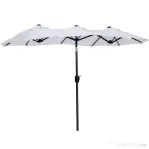 Outsunny Umbrelă Dublă de Grădină, Copertină Ventilată, 12 Nervuri, 295x152x222cm, Alb | Aosom Romania