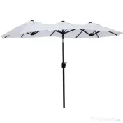 Outsunny Umbrelă Dublă de Grădină, Copertină Ventilată, 12 Nervuri, 295x152x222cm, Alb | Aosom Romania