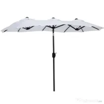 Outsunny Umbrelă Dublă de Grădină, Copertină Ventilată, 12 Nervuri, 295x152x222cm, Alb | Aosom Romania