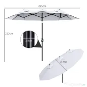 Outsunny Umbrelă Dublă de Grădină, Copertină Ventilată, 12 Nervuri, 295x152x222cm, Alb | Aosom Romania