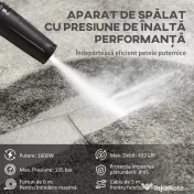 DURHAND Aparat de Spălat cu Presiune Înaltă, Duză Reglabilă și Kit de Curățare, 23.5x27x68 cm, Albastru | Aosom Romania