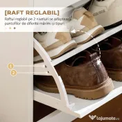 HOMCOM Etajeră pentru Pantofi, 12 Perechi, cu 2 Rafturi Interioare Reglabile și 2 Sertare, din Lemn, 80x30x91.5 cm, Alb | Aosom Romania 