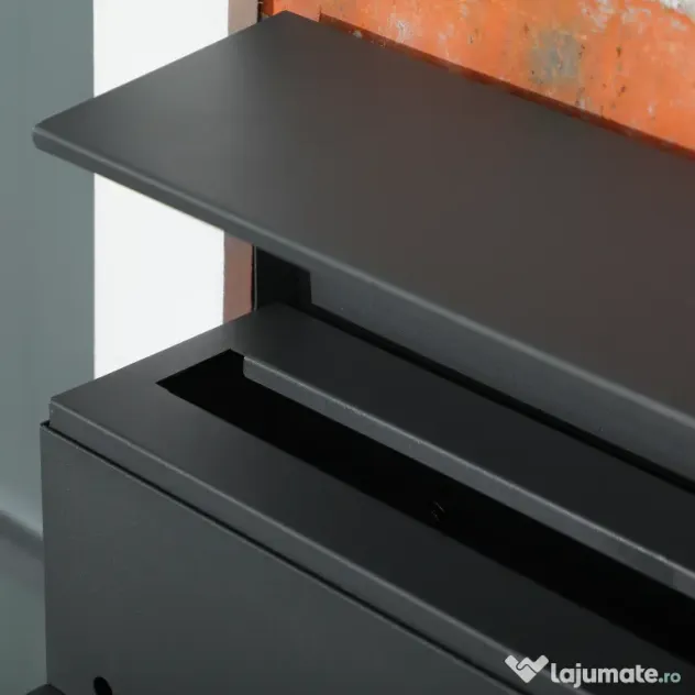 HOMCOM Cutie Postala din Otel Zincat cu Suport Ziare si 2 Chei de Securitate incluse, 37x10.5x37 cm, Gri | Aosom Romania