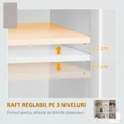 HOMCOM Bufet de Bucătărie din Lemn, Mobilier cu 3 Uși, Rafturi Reglabile, Stil Scandinav, pentru Living, Sufragerie, 90x30x90cm, Alb | Aosom Romania