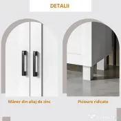 HOMCOM Bufet de Bucătărie din Lemn, Mobilier cu 3 Uși, Rafturi Reglabile, Stil Scandinav, pentru Living, Sufragerie, 90x30x90cm, Alb | Aosom Romania