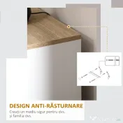 HOMCOM Bufet de Bucătărie din Lemn, Mobilier cu 3 Uși, Rafturi Reglabile, Stil Scandinav, pentru Living, Sufragerie, 90x30x90cm, Alb | Aosom Romania