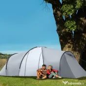 Outsunny Cort Camping 4-5 Persoane 2 Camere Familie Impermeabil Baldachin 590x245x193cm Gri | Aosom Romania 
