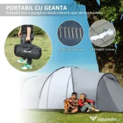 Outsunny Cort Camping 4-5 Persoane 2 Camere Familie Impermeabil Baldachin 590x245x193cm Gri | Aosom Romania 