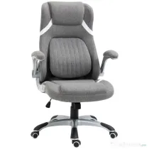 Vinsetto Scaun directorial cu Înălțime Reglabilă, Scaun de Birou Ergonomic Rotativ din Țesătură și Oțel, 68x76x109-117cm, Gri | Aosom România