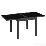 Outsunny Masă de Grădină Extensibilă cu Blat din Sticlă 80-160x80x75 cm Negru | Aosom Romania